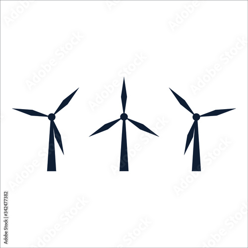 wind turbines on white background