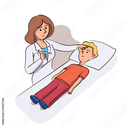 Vector character illustration of kids in clinic concept