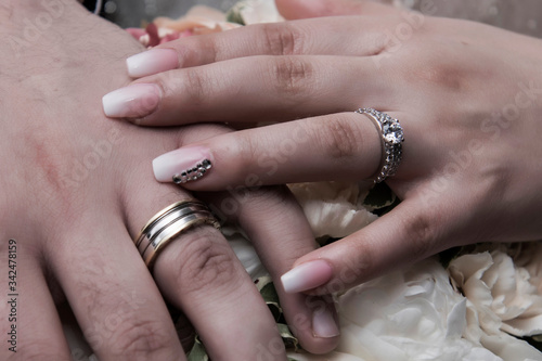 Wedding Ring and hands bride