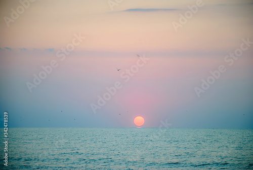 Beautiful sunrise over the sea on a nice summer morning