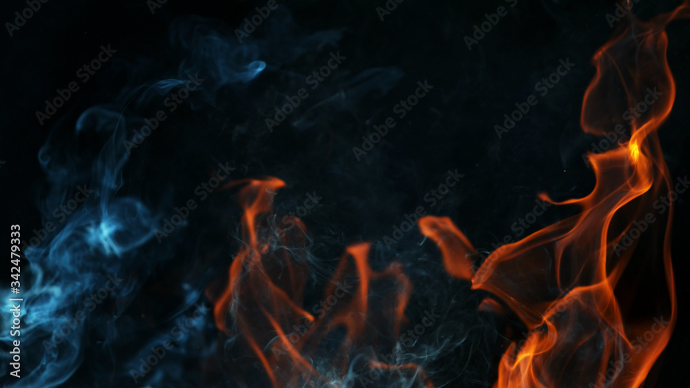 Fototapeta premium Closeup of fire on black background