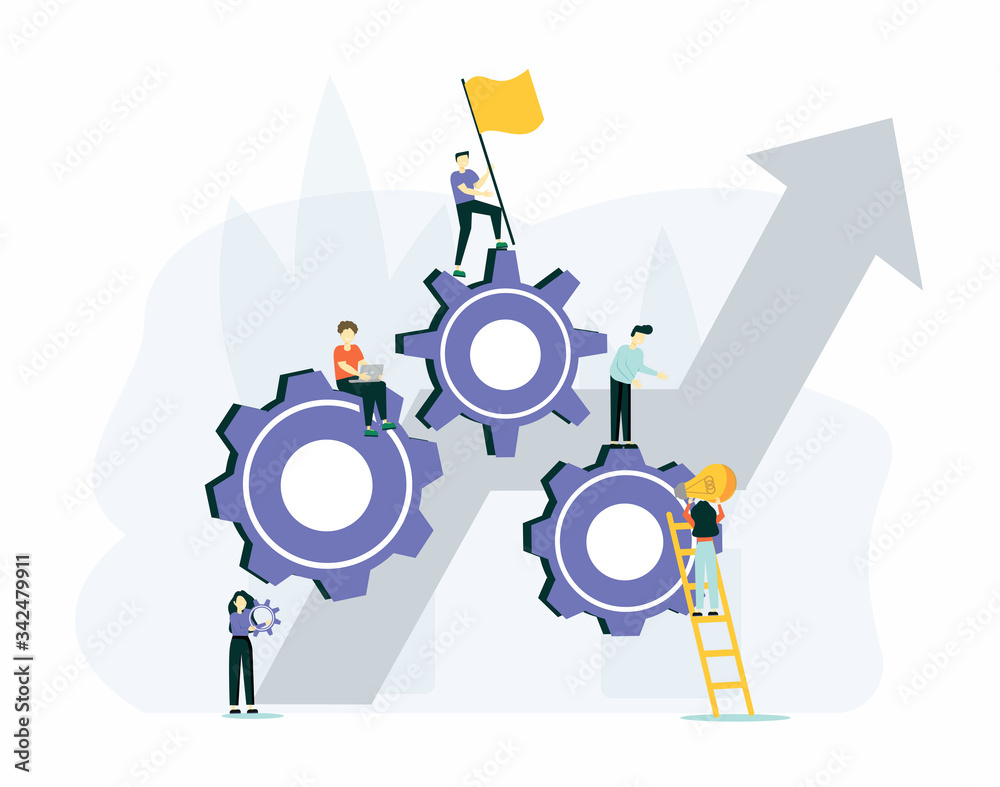 Team building and leadership. Career growth and job opportunities. Dedicated team, software development professionals, business model in IT concept. Vector isolated concept creative illustration