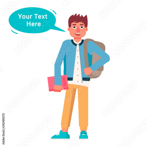 Vector character man speech bubble speaking