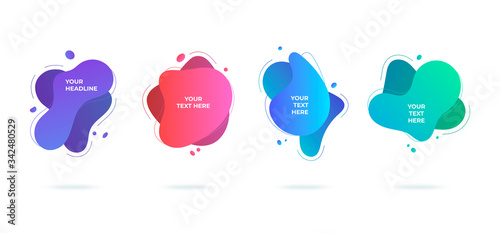 Modern abstract vector banners set flat geometric liquid blob shapes colorful colors