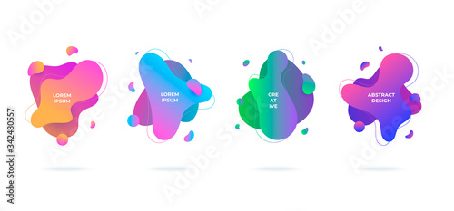 Modern abstract vector banners set flat geometric liquid blob shapes colorful colors