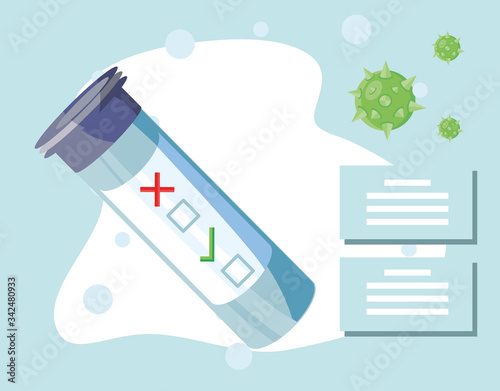 chemical laboratory test tube, coronavirus test