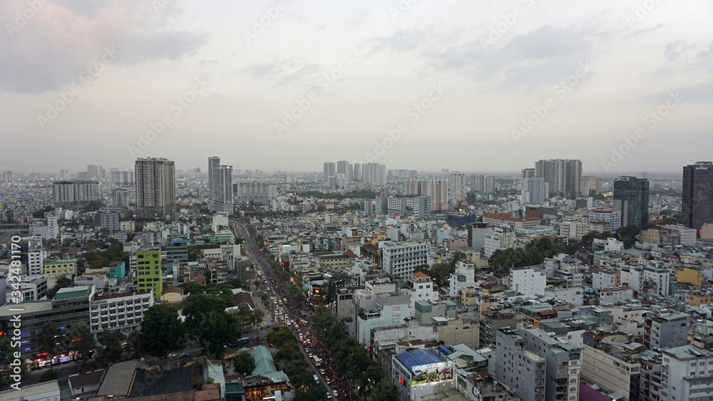 Fototapeta premium skyline of ho chi minh city at dusk