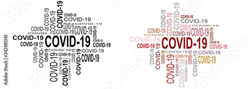 Captions clustered into a collection of words about the COVID-19 virus that is spreading around the world.