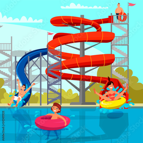 Amazing aqua park for adult and kid recreation