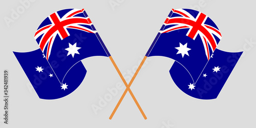 Crossed and waving flags of Australia