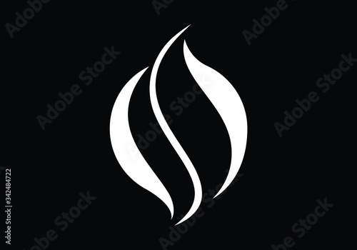 Flame logo design. Fire icon, oil and gas industry symbol isolated on black background