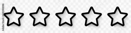 5 Stars quality rating icon. Five star product quality rating. Black star vector icons. Stars in modern simple with shadow - stock vector.