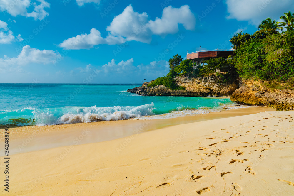 Fototapeta premium Caribbean island of Anguilla with palm trees and white beaches