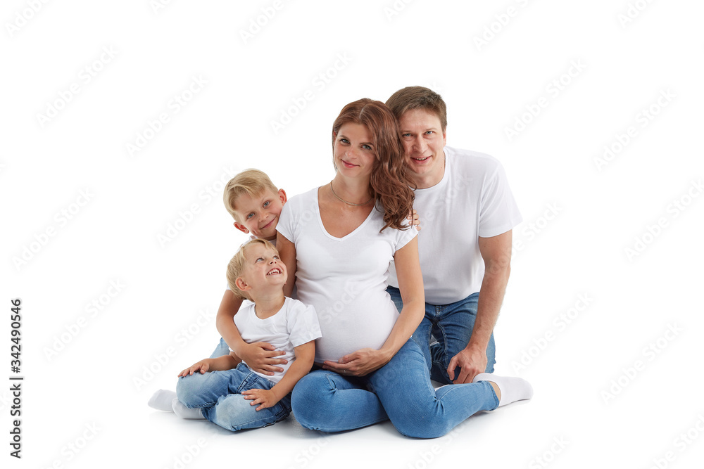 Happy family with two children