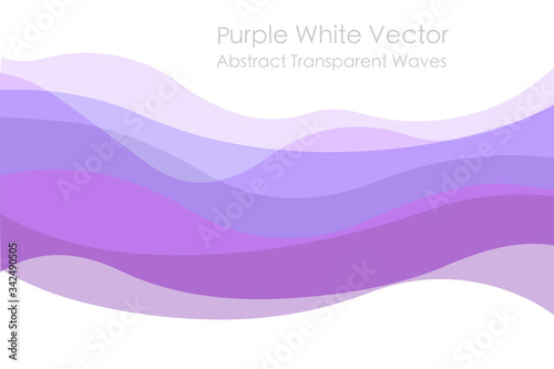 Purple waves abstract. Free white area in the upper and lower. Tulle abstract. Blank up down space Gradual transparent, gauzy changing.  Mountains, dessert, rain bow, wavy. Light background. Vector