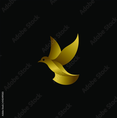 Golden Dove Vector Logo Concept