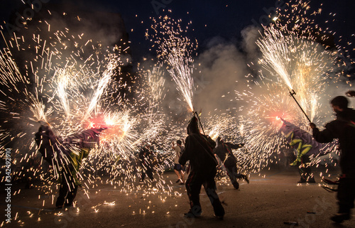 Correfuegos Catalán. Fire run dance in Catalonia. Correfoc photo