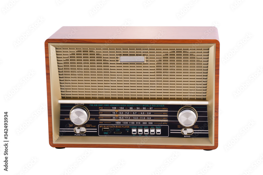 old radio with wood and cloth old radio with wood and cloth