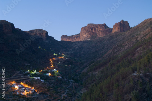 Village of El Juncal at sunset. The Nublo Rural Park. Tejeda. Gran Canaria. Canary Islands. Spain.