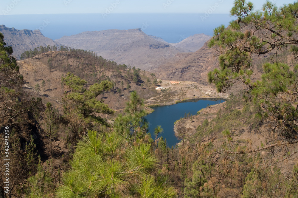 El Mulato reservoir in The Nublo Rural Park. Mogan. Gran Canaria. Canary Islands. Spain.