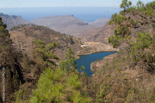 El Mulato reservoir in The Nublo Rural Park. Mogan. Gran Canaria. Canary Islands. Spain.