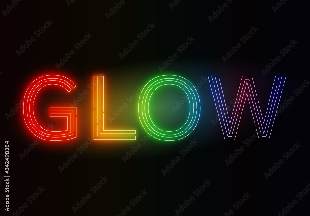 Rainbow Neon Glow Text Effect Stock Template | Adobe Stock
