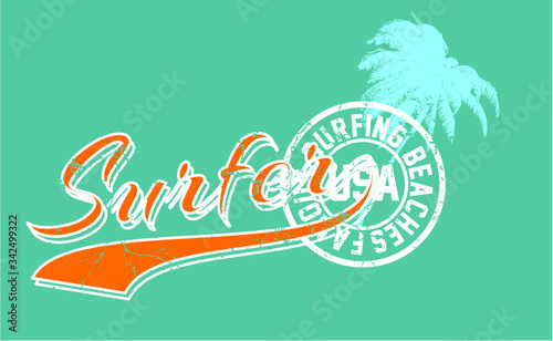 College surfer summer theme t shirt print design vector art