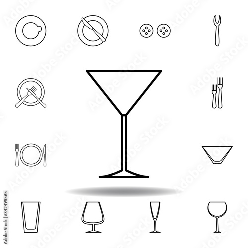 Martini glass, table etiquette icon. Set can be used for web, logo, mobile app, UI, UX on white background