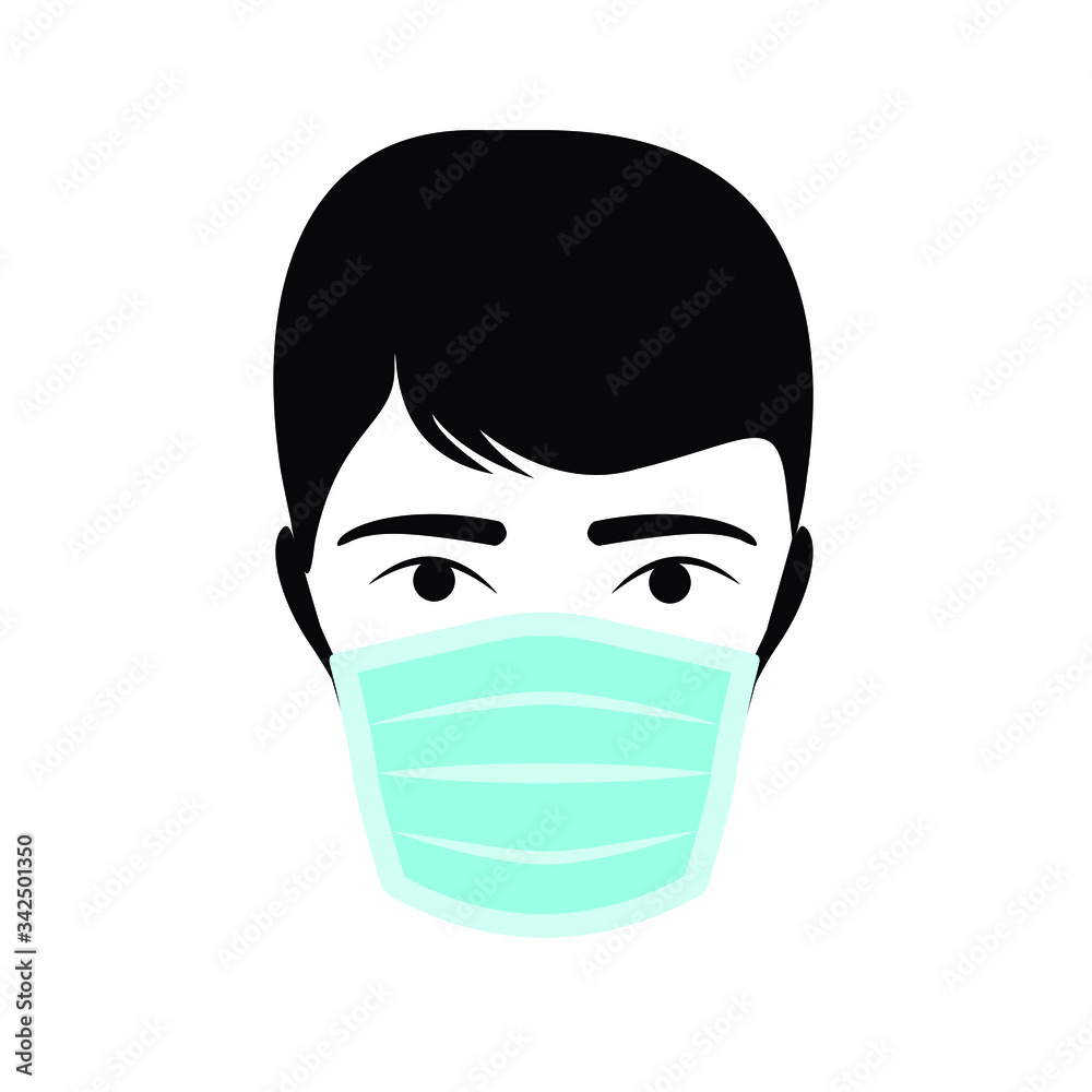 Man face wearing protective medical mask Man face wearing protective medical mask
