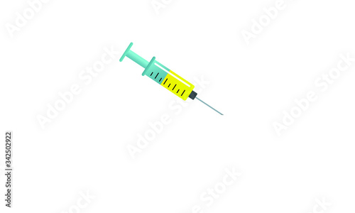 Syringe illustration vector art containing medicine or cure for viruses like flu or Covid-19 
