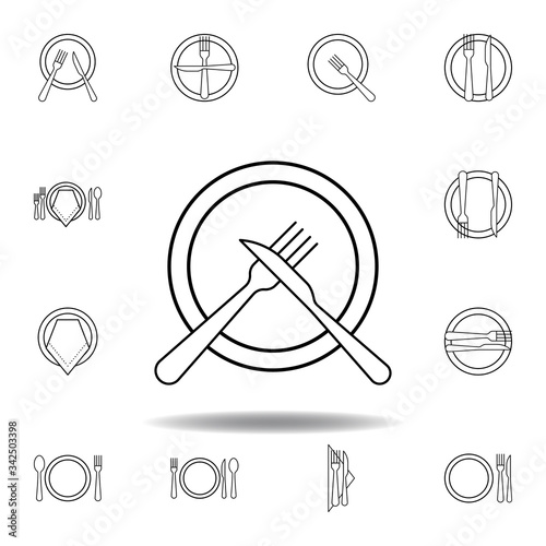 Dish didn't like , table etiquette icon. Set can be used for web, logo, mobile app, UI, UX on white background