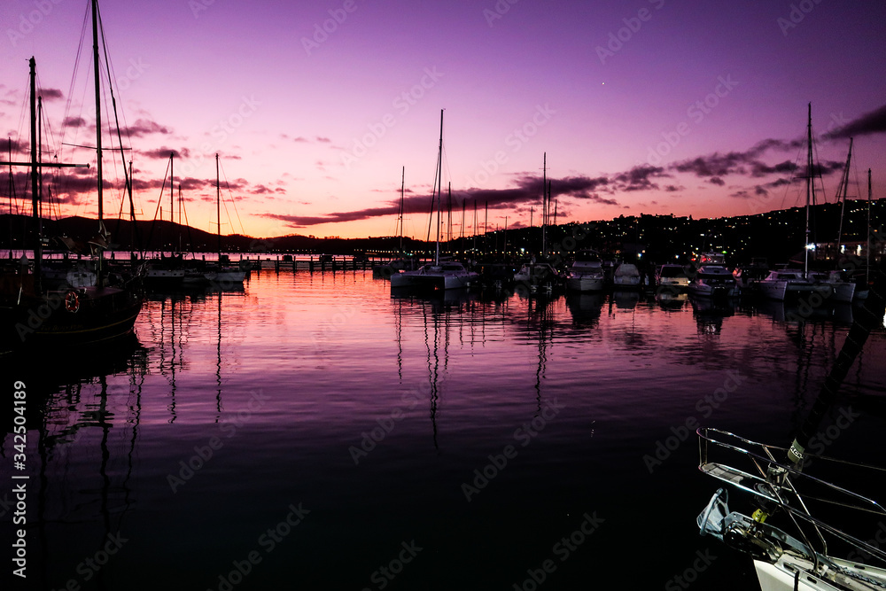 Sunset in The Waterfront Knysna Quays, South Africa