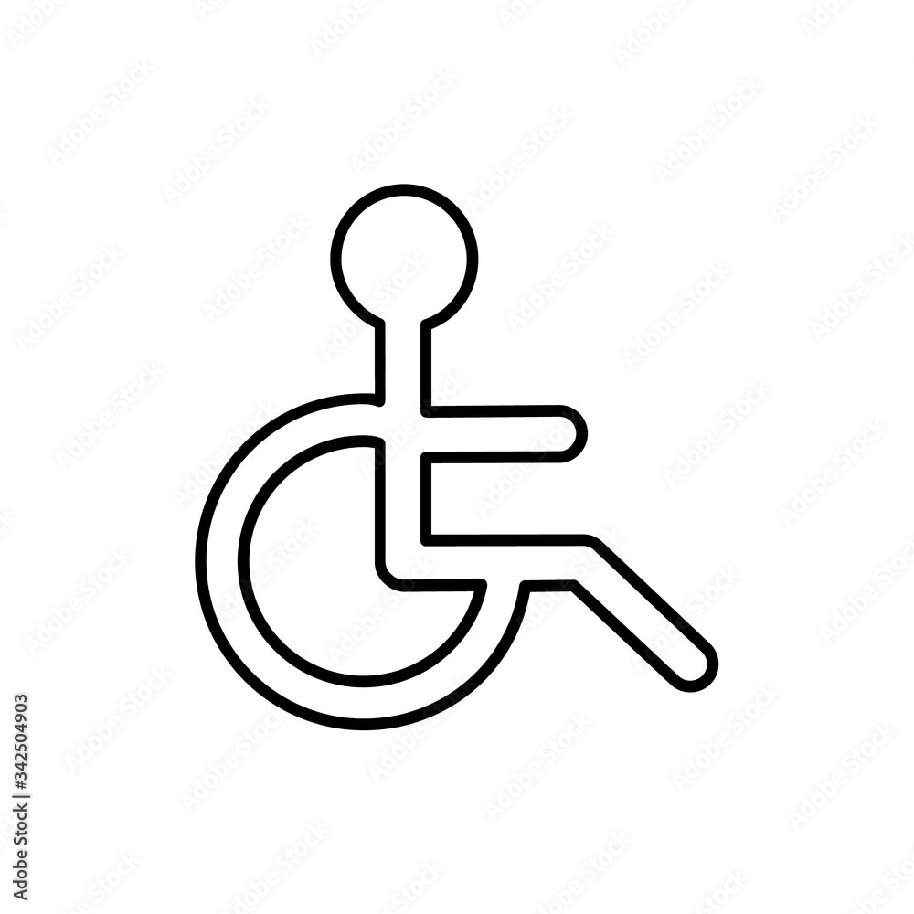 Disabled handicap icon, wheelchair parking sign vector illustration isolated on white background Disabled handicap icon, wheelchair parking sign vector illustration isolated on white background
