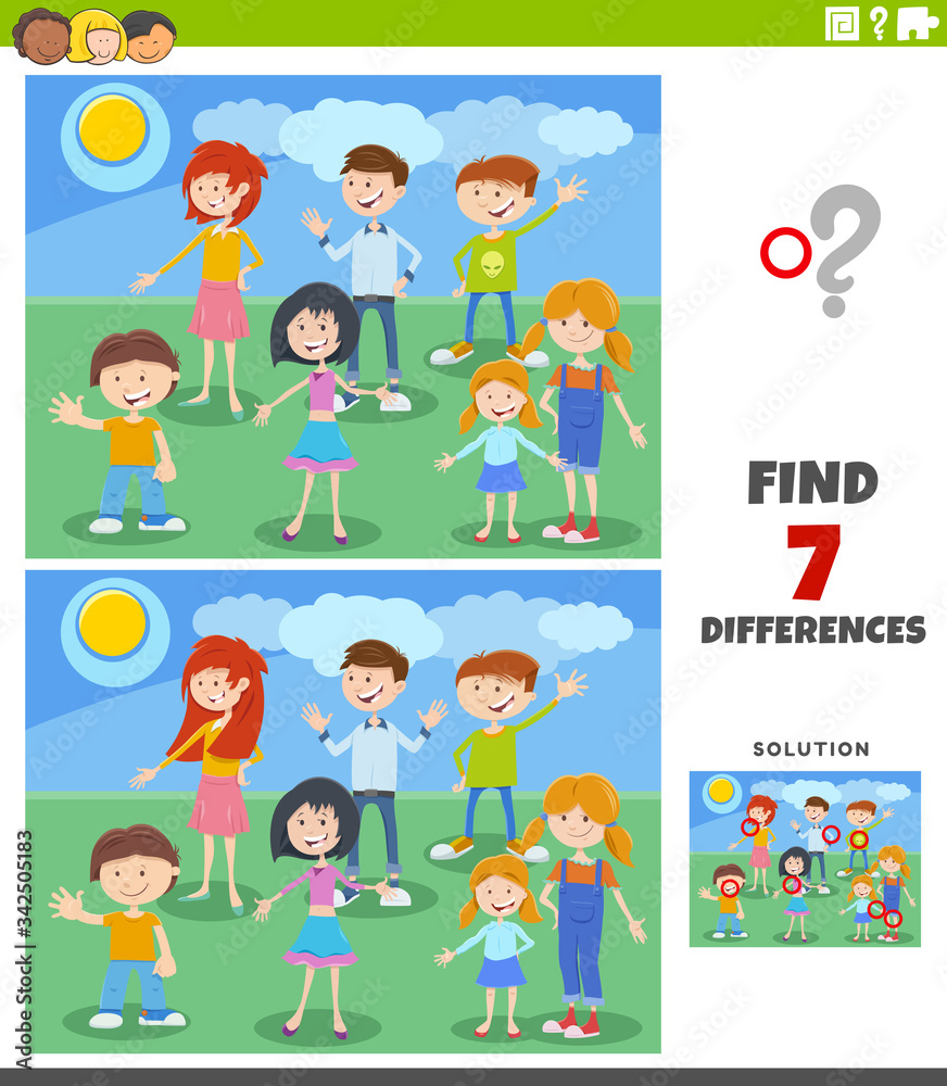 differences educational task with cartoon children differences educational task with cartoon children