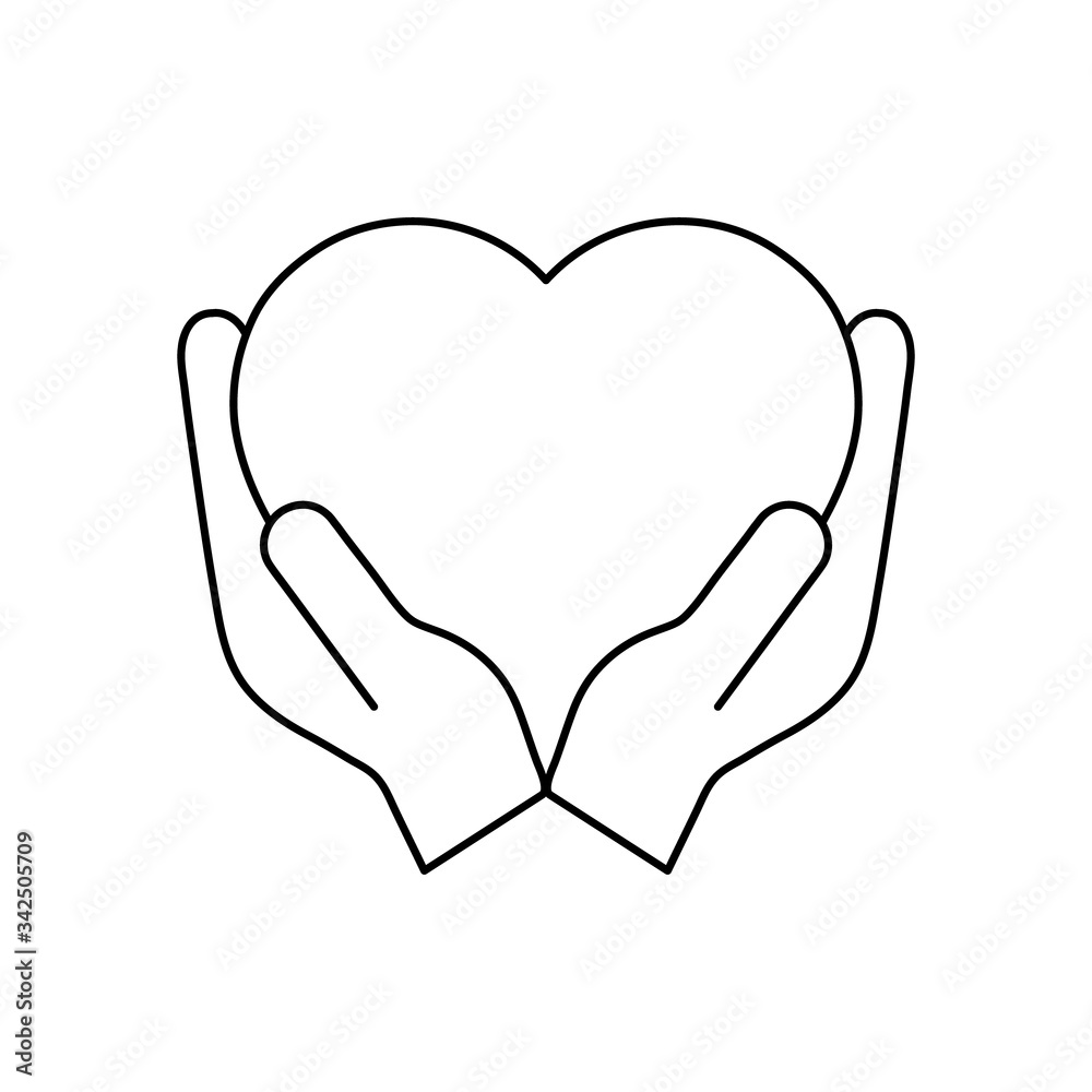 Heart icon on the hand isolated on the white background. Voluntary symbol illustration. Heart icon on the hand isolated on the white background. Voluntary symbol illustration.