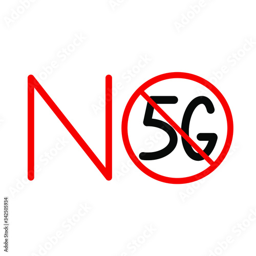 
stop 5g. Say no to 5g distribution and installation of radio towers. The word NO and crossed out 5g. 5g in the prohibition circle.