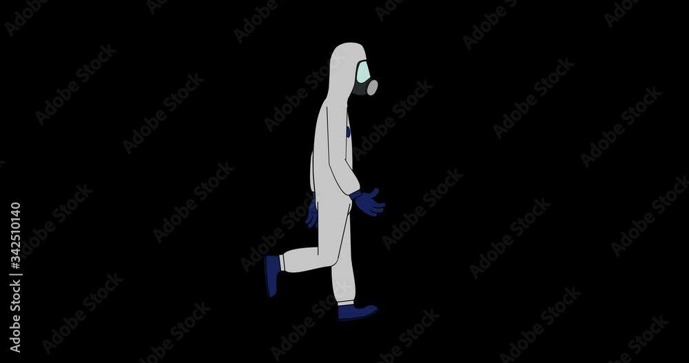 Doctor in medical suit walk cycle. Loop animation with included alpha channel. Doctor in medical suit walk cycle. Loop animation with included alpha channel.