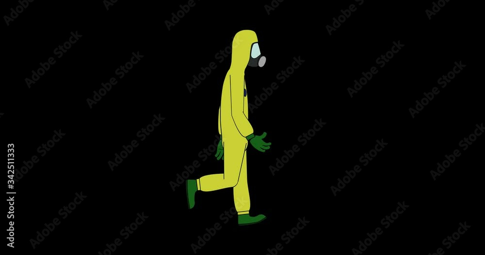 Doctor in medical suit walk cycle. Loop animation with included alpha channel. Doctor in medical suit walk cycle. Loop animation with included alpha channel.