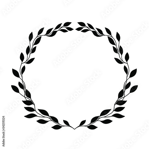 Black laurel wreath. Vector monogram frame. Vine leaf floral ornament for cards and invitations. 