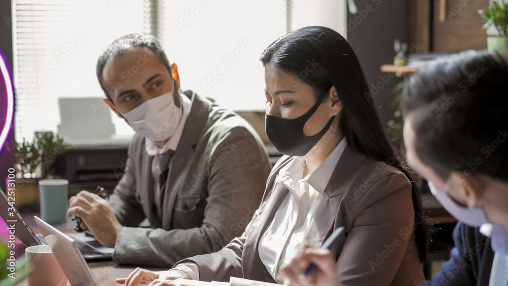 Teamwork In Office During Coronavirus Epidemic