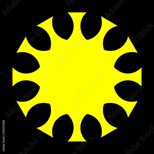 cov sars 2 - coronavirus icon sign symbol, yellow simple flat - vector