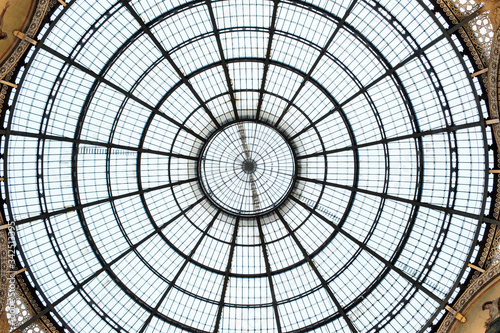 Glass roof structure of the Vittorio Emanuele gallery in Milan