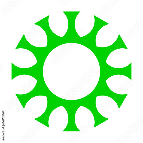 cov sars 2 - coronavirus icon sign symbol, green simple outline flat - vector