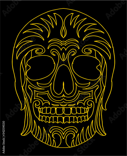 tattoo tribal skull print and embroidery graphic design vector art