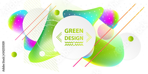 Banner summer ecology white background poster triangle vector futuristic light minimal geometric. Green and yellow lines and points gradient natural