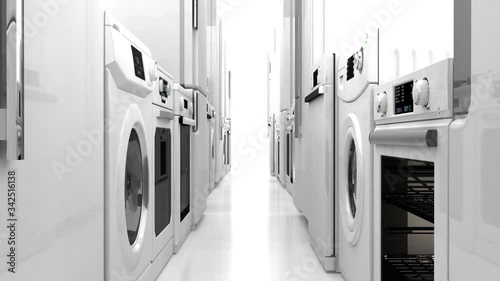 Modern home appliance. 3D rendering. White background