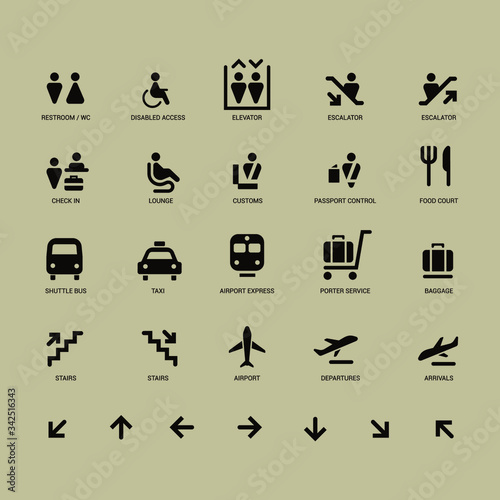 Airport service signs vector collection