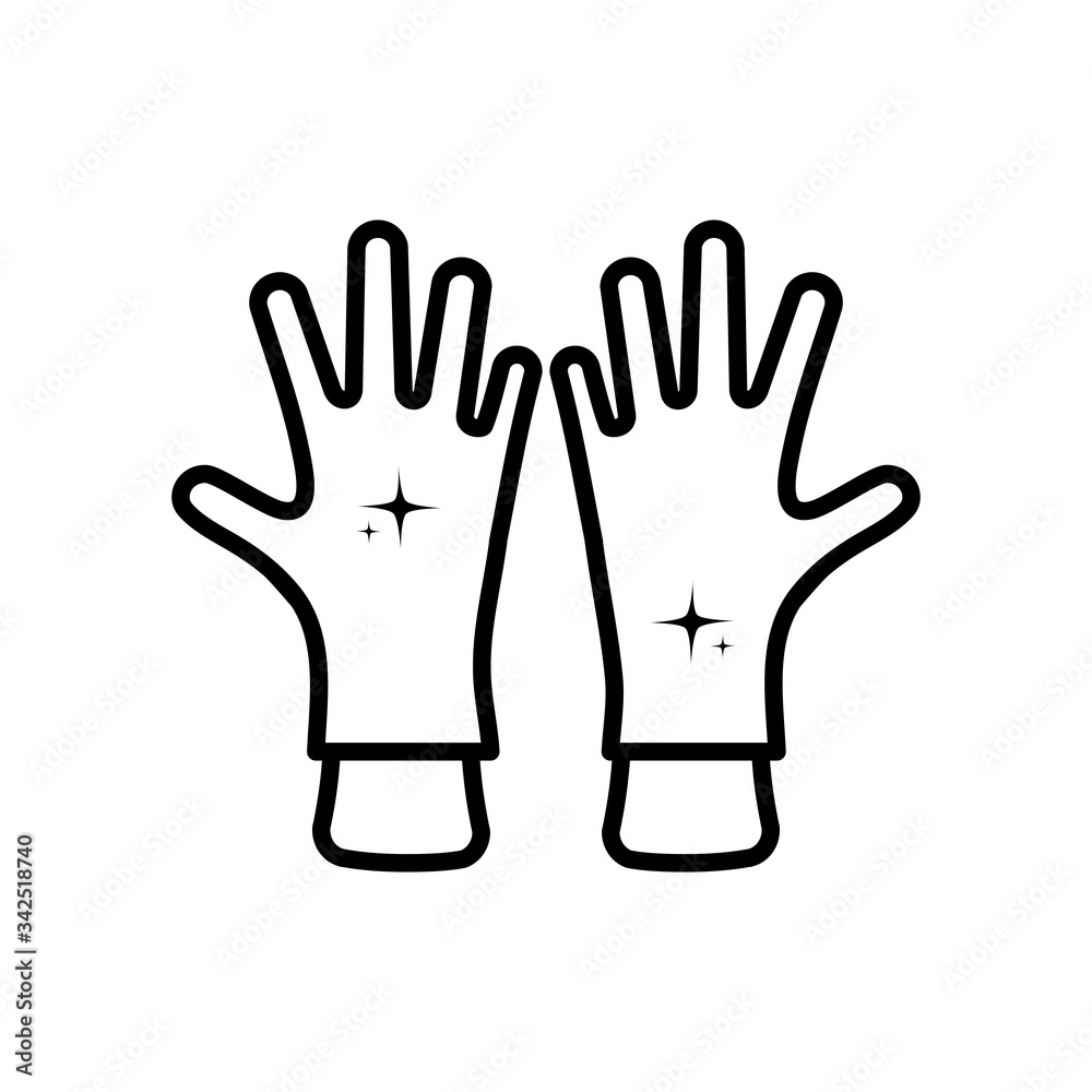 hand with cleaning gloves icon, line color style hand with cleaning gloves icon, line color style