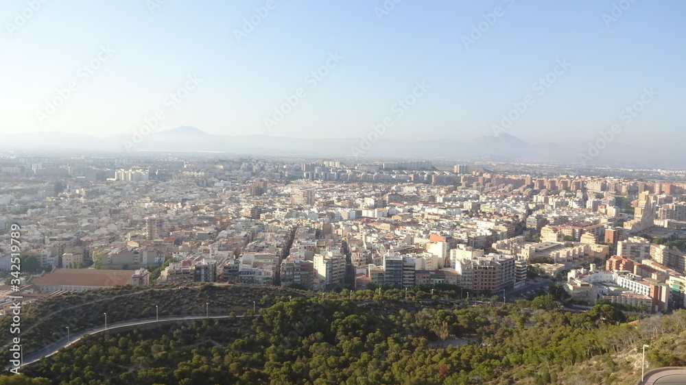 Fortress and the city of Alicante in Spain