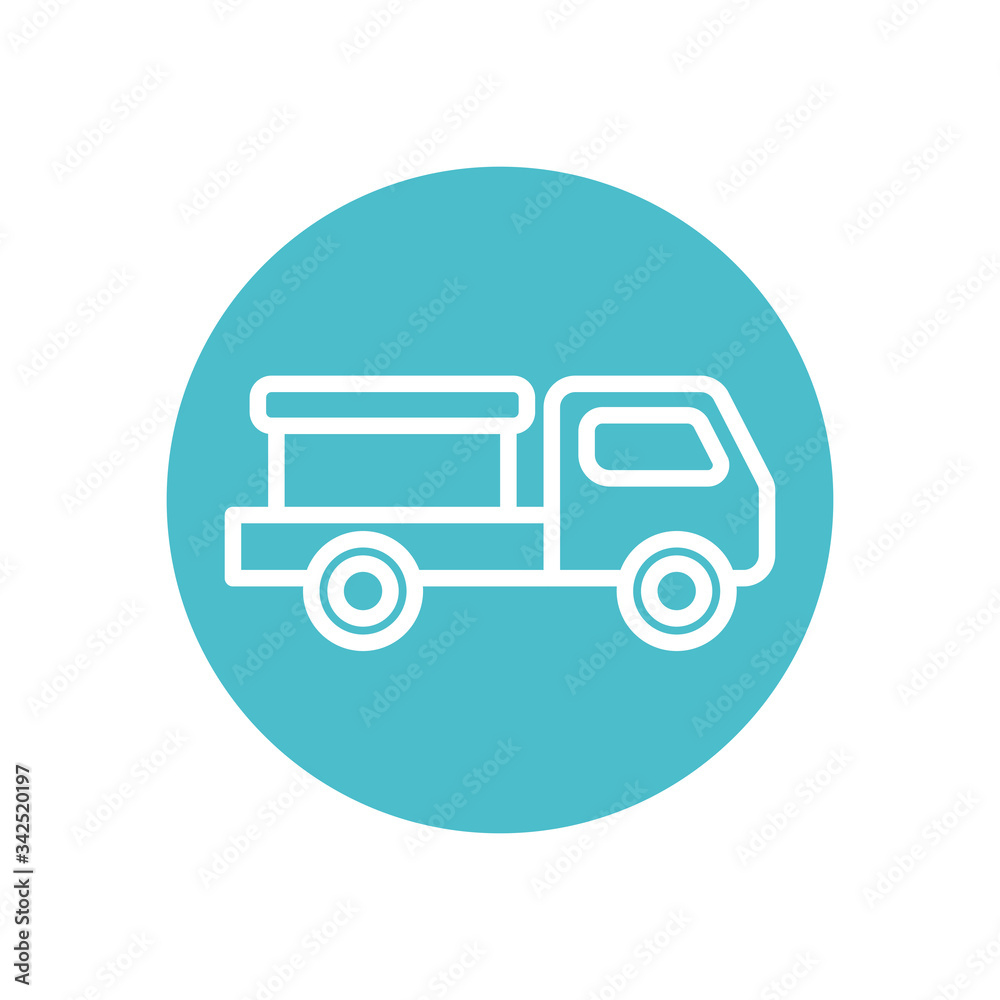 dump truck icon, block line style dump truck icon, block line style